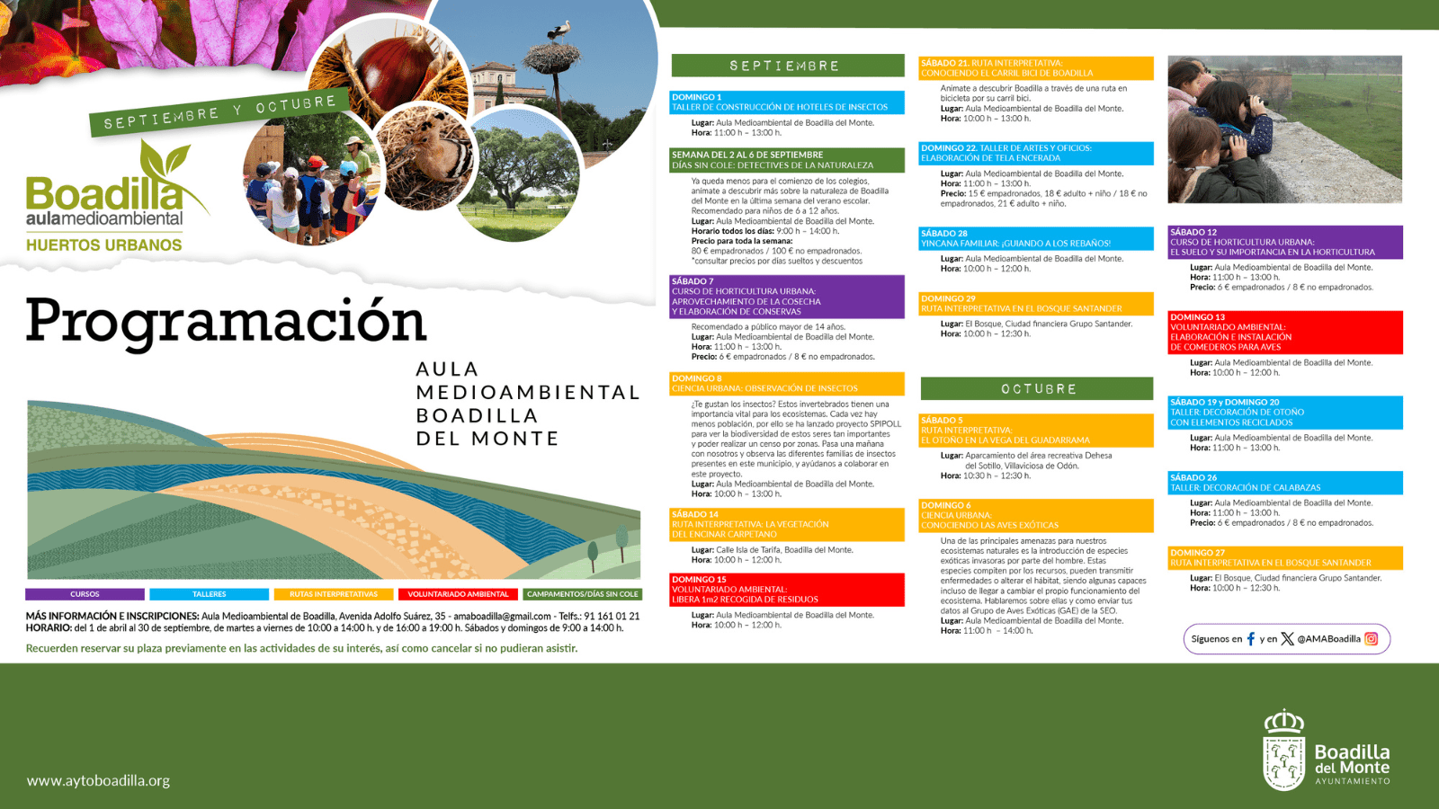 Inicio de actividades en el aula medioambiental para septiembre y octubre