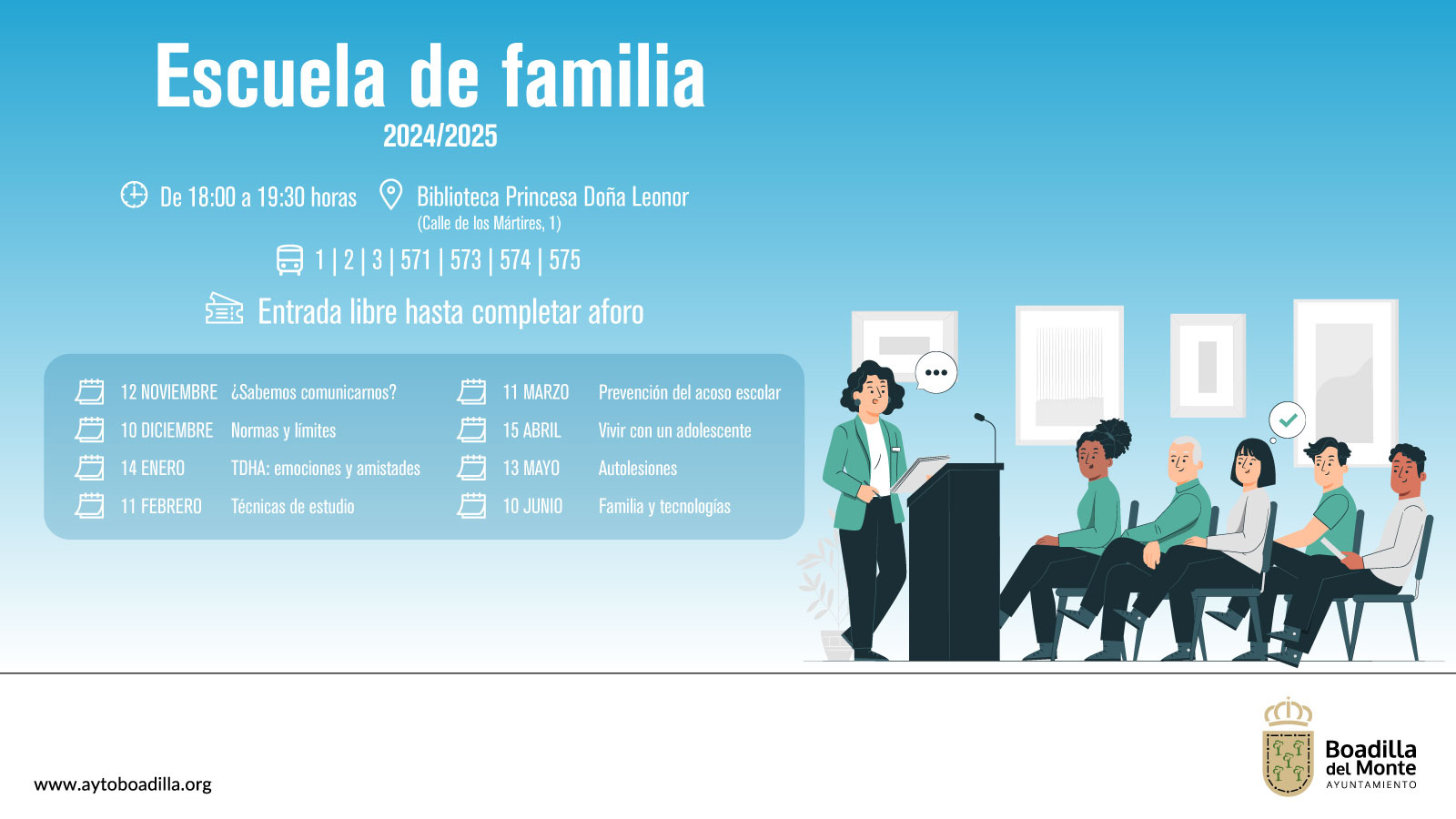 La Escuela de Familia ofrece talleres gratuitos sobre la convivencia y la comunicación