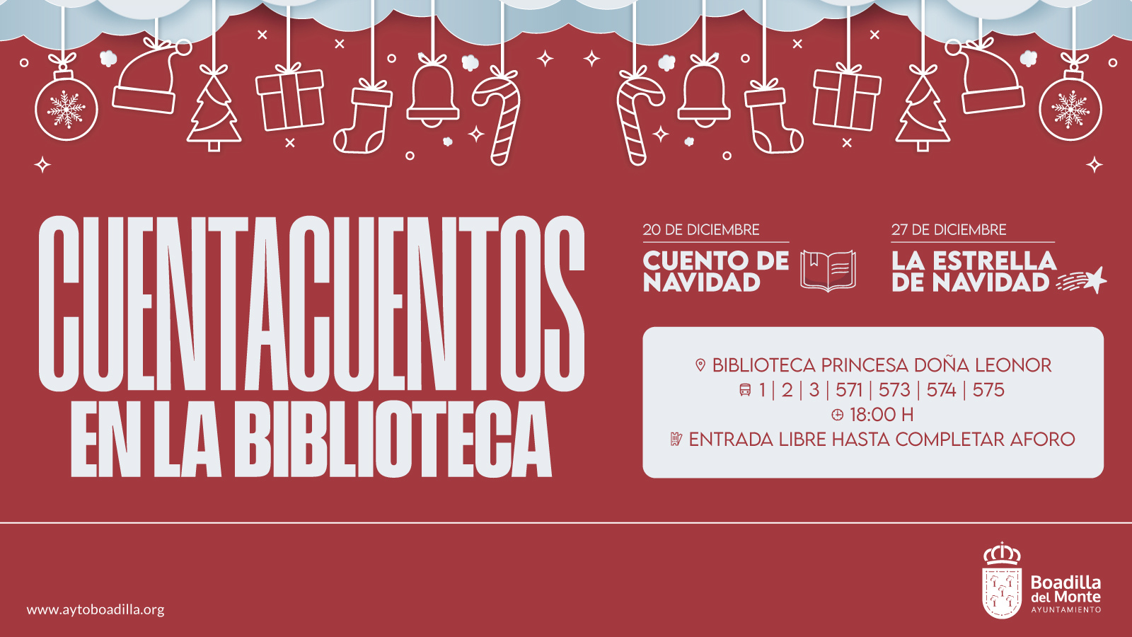 La biblioteca Princesa Doña Leonor organiza cuentacuentos infantiles en diciembre