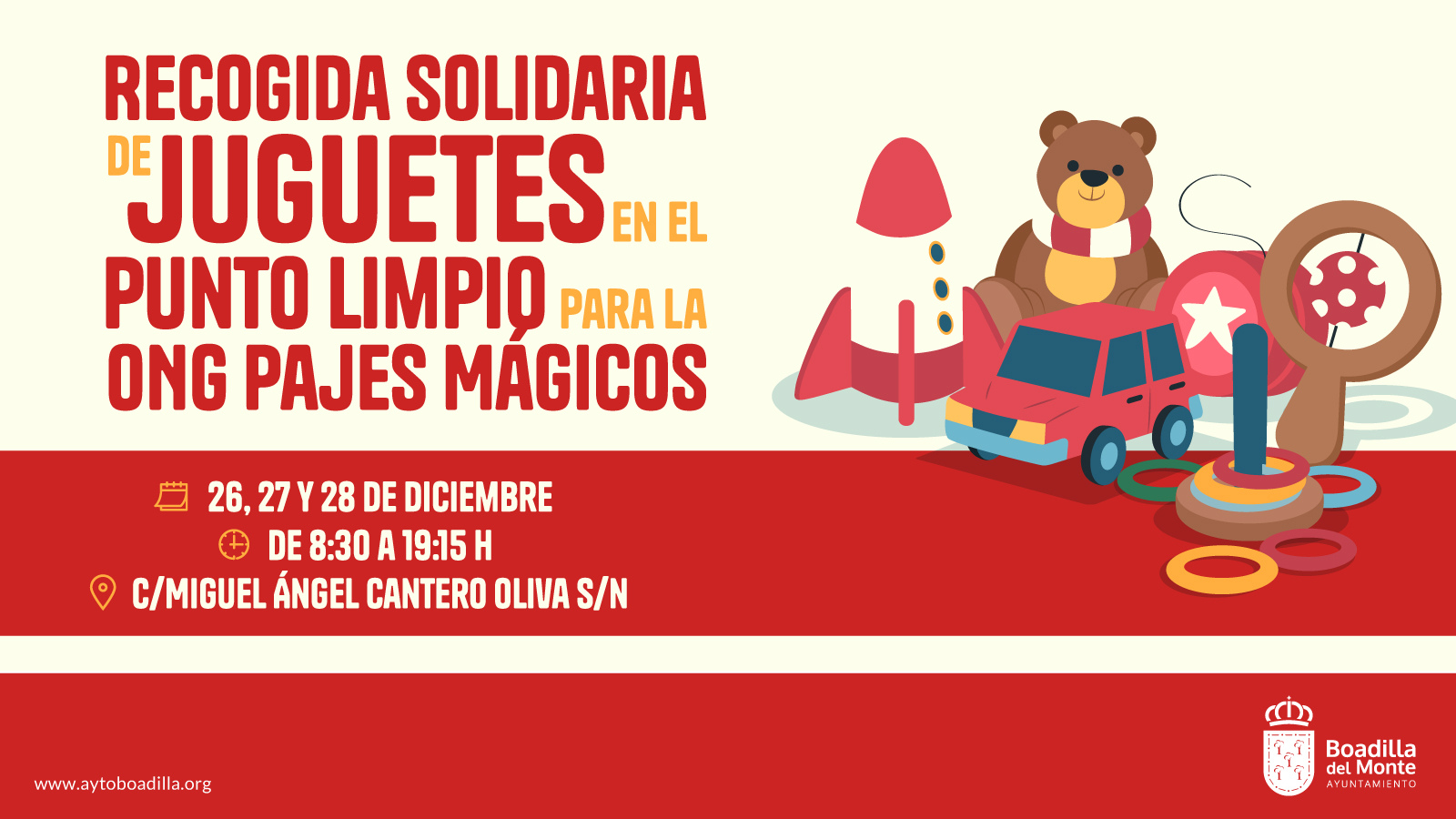 Recogida solidaria de juguetes en el Punto Limpio del 26 al 28 de diciembre